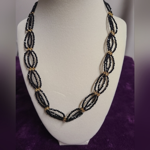 Spinel & Enamel Sterling Silver Necklace plated in 18K Gold